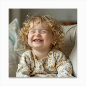 Little Girl Laughing Canvas Print