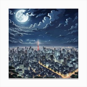 Tokyo City At Night Canvas Print