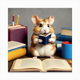 Hamster Reading A Book 19 Canvas Print