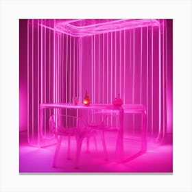 Furniture Design, Tall Table, Inflatable, Fluorescent Viva Magenta Inside, Transparent, Concept Prod Canvas Print