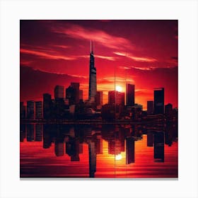 Sunset In Chicago Canvas Print