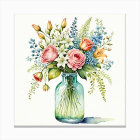 Flowers In A Bottle Canvas Print