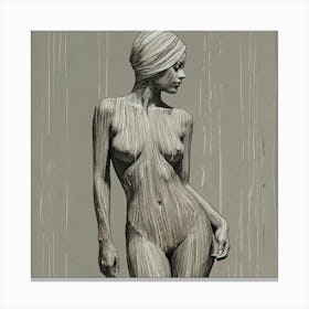 Nude Woman In Rain, Simplicity and Elegance Canvas Print