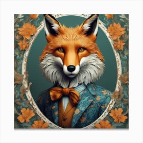 william morris inspired fox in a suit Canvas Print