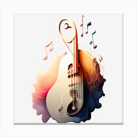 Guitar With Music Notes Canvas Print