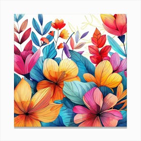 Watercolor Flowers Background Canvas Print