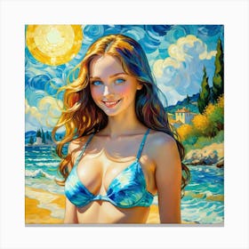 Girl On The Beach thn Canvas Print