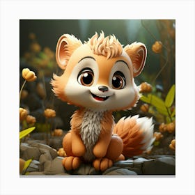 Cute Fox In The Forest Canvas Print