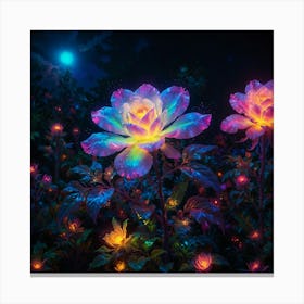 Glow In The Dark Roses 2 Canvas Print