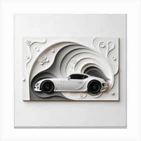 White Sports Car Wall Art Canvas Print