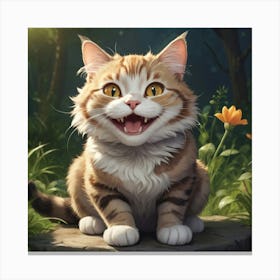 Illustrative Albedo A Smiling Cat 3 Canvas Print