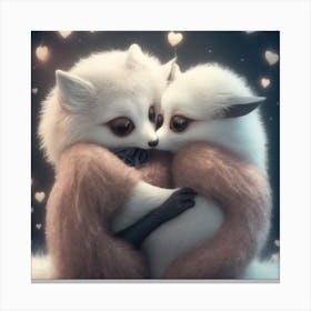 Two Foxes Hugging Canvas Print