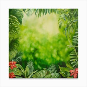 Oil Painted Rralistic Mural Of Green Tropical Foli (2) Canvas Print