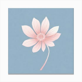 A White And Pink Flower In Minimalist Style Square Composition 169 Canvas Print