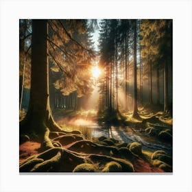 Sunrise In The Forest 4 Canvas Print