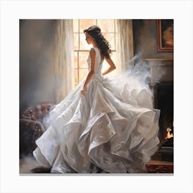 Bride In A White Dress Canvas Print