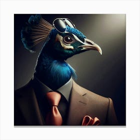 "The Peacock in the Suit: A Metaphor for the Modern Man Canvas Print