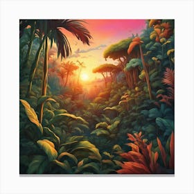 Jungle At Sunset Canvas Print