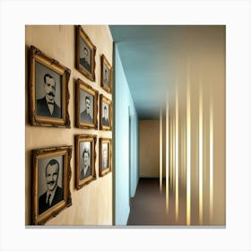 Leonardo Phoenix A Long Dimly Lit Hallway Wall With A Worn Cre 1 Canvas Print