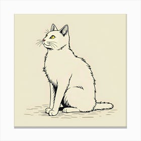 White Cat Sitting Canvas Print