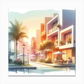 Watercolor Cityscape 2 Canvas Print