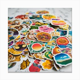 A Photo Of A Stack Of Stickers 1 Canvas Print