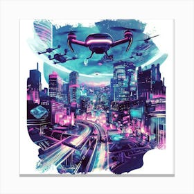 Futuristic City.Generated AI. Wall Art Print 8 Leinwandbild