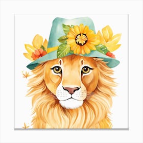 Floral Baby Lion Nursery Painting (26) Canvas Print