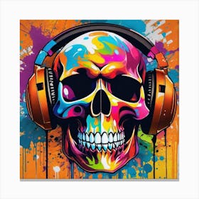 Skull With Headphones 68 Canvas Print