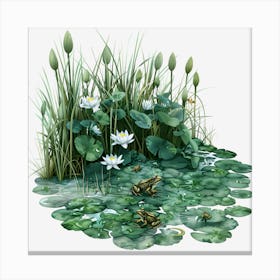 Springtime-Duck-Pond-Clipart.21 Canvas Print