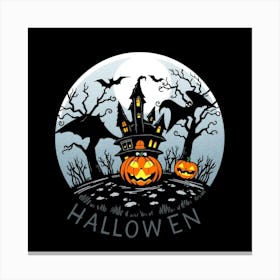 Halloween Pumpkins And Bats Canvas Print