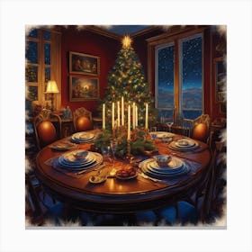 Christmas Table Setting 55 Canvas Print