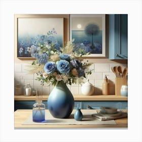 Blue Flowers In A Vase 5 Canvas Print