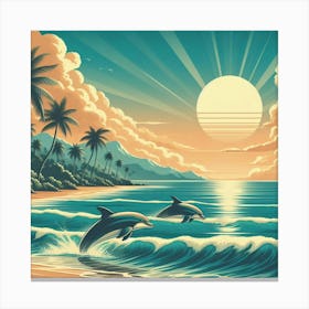 Dolphins At The Beach 1 Canvas Print