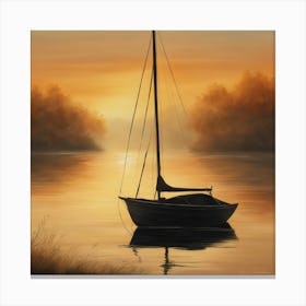 Sailboat At Sunset 5 Canvas Print