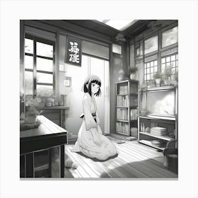 Manga Girl In A Room Canvas Print