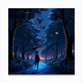 Forest At Night Canvas Print