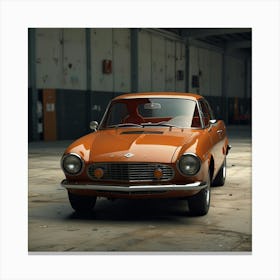 Orange Classic Car In A Warehouse Canvas Print