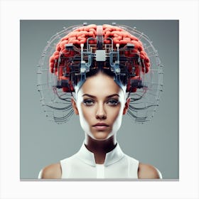 Futuristic Woman With Brain Canvas Print