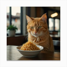 Cat With Noodles Canvas Print