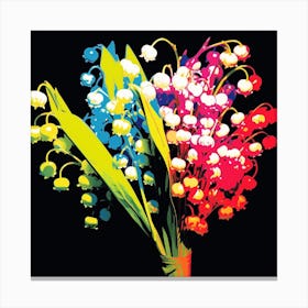 Andy Warhol Style Pop Art Flowers Lily Of The Valley 4 Square Canvas Print