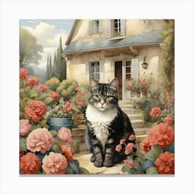 Cat In The Garden 1 Canvas Print