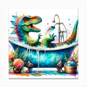 Dinosaur Bathing Canvas Print