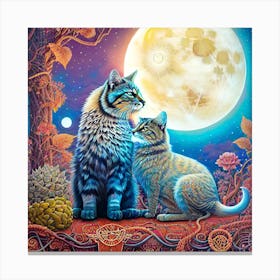 Cats of the moon Canvas Print