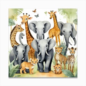 Default Safari Animals Nursery Animal Art 2 Canvas Print