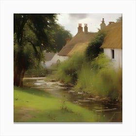 Thatched Cottages Near the Backwater Canvas Print