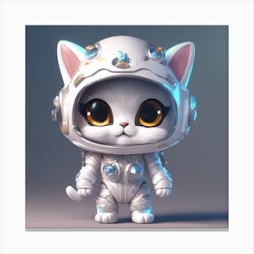 A Super Cute Chibi Zodiac Cat, In The Universe, With Snowwhite Shiny Fur, Happy Smile, Happy Smile, 1 Canvas Print