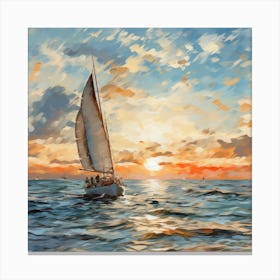 Sailboat At Sunset 1 Canvas Print