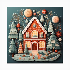 Christmas House In The Forest - Abstract Christmas Canvas Print