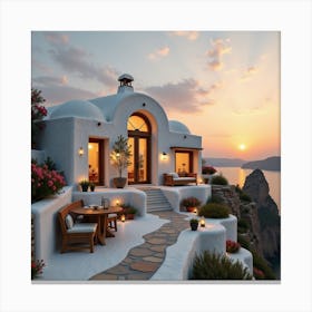 Sunset In Santorini Canvas Print